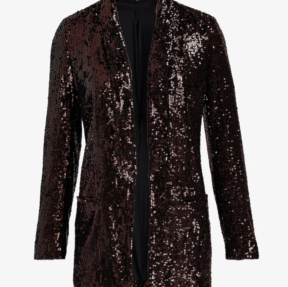 Express Sequin Open Front Boyfriend Blazer, Fully Lined, Size XL 16/18 - Picture 3 of 16